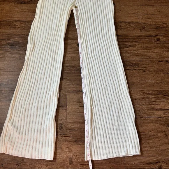 Nasty Gal Rib Cream Wide Leg Trousers - Picture 6 of 9